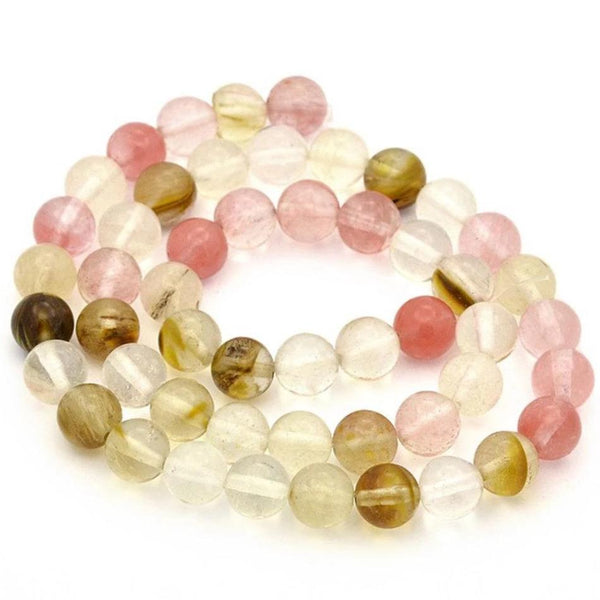 Round Glass Beads 6mm - Watermelon Pink and Green - 25 Beads - BD913