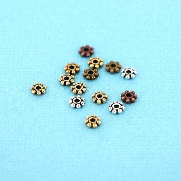 Daisy Spacer Beads 4.5mm x 1mm - Assorted Tones - 250 Beads - SC7235