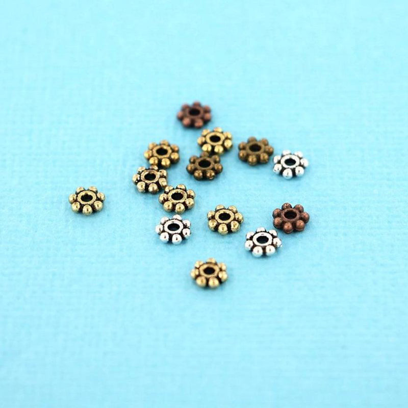 Perles intercalaires Marguerite 4,5 mm x 1 mm - Tons assortis - 250 perles - SC7235
