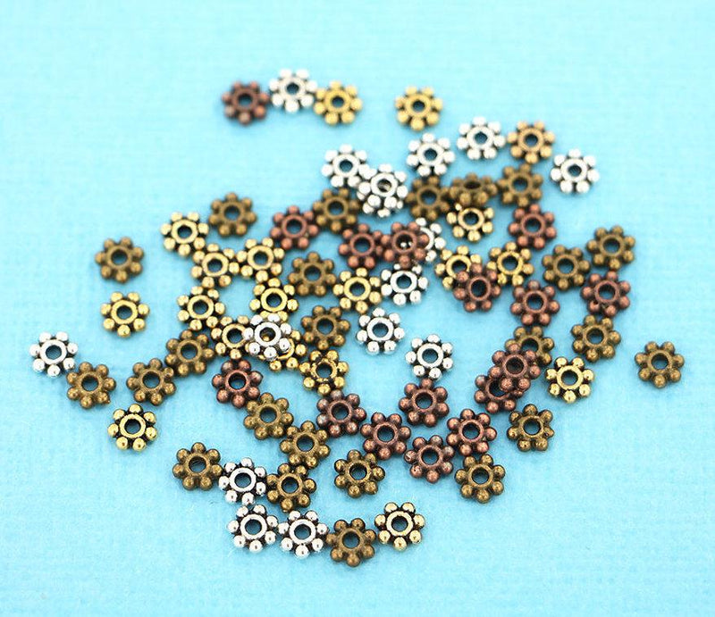 Daisy Spacer Beads 4.5mm x 1mm - Assorted Tones - 250 Beads - SC7235