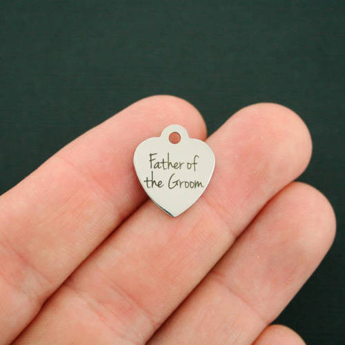 Father of the Groom Stainless Steel Small Heart Charms - BFS012-2506