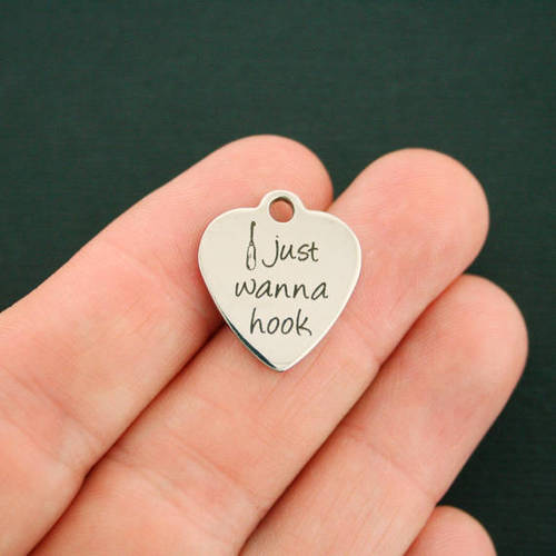 Crochet Stainless Steel Charms - I just wanna hook - BFS011-2524