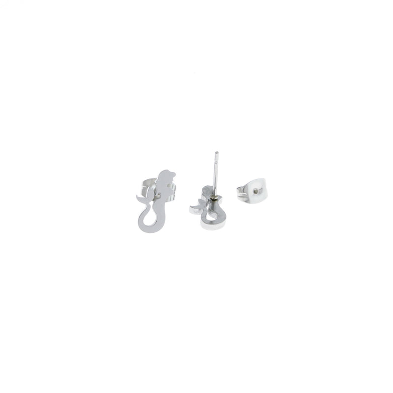 Stainless Steel Earrings - Mermaid Studs - 12mm x 6mm - 2 Pieces 1 Pair - ER198