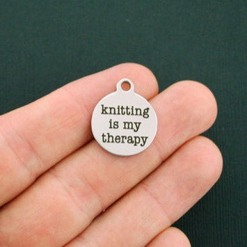 Knitting Stainless Steel Charms - Is my therapy - BFS001-0252