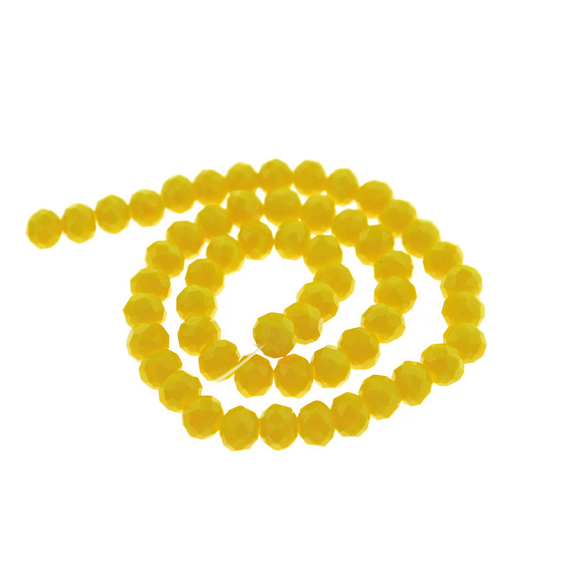 Perles de Verre à Facettes 6mm x 4mm - Jaune Canari - 1 Rang 98 Perles - BD113