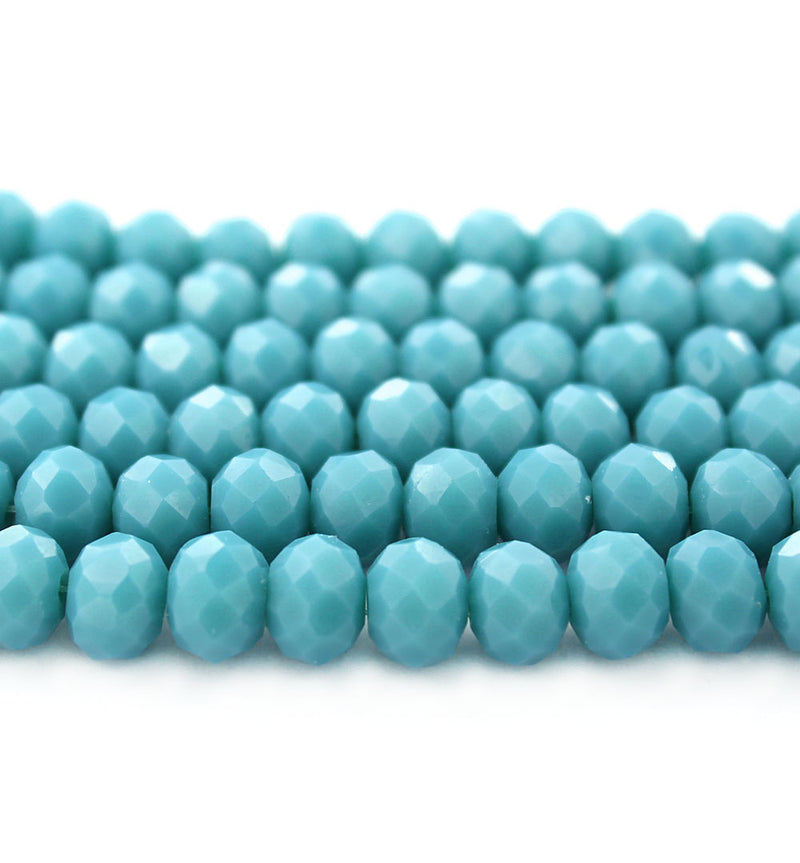 Perles de Verre à Facettes 8mm x 6mm - Bleu Turquoise - 1 Rang 71 Perles - BD1657