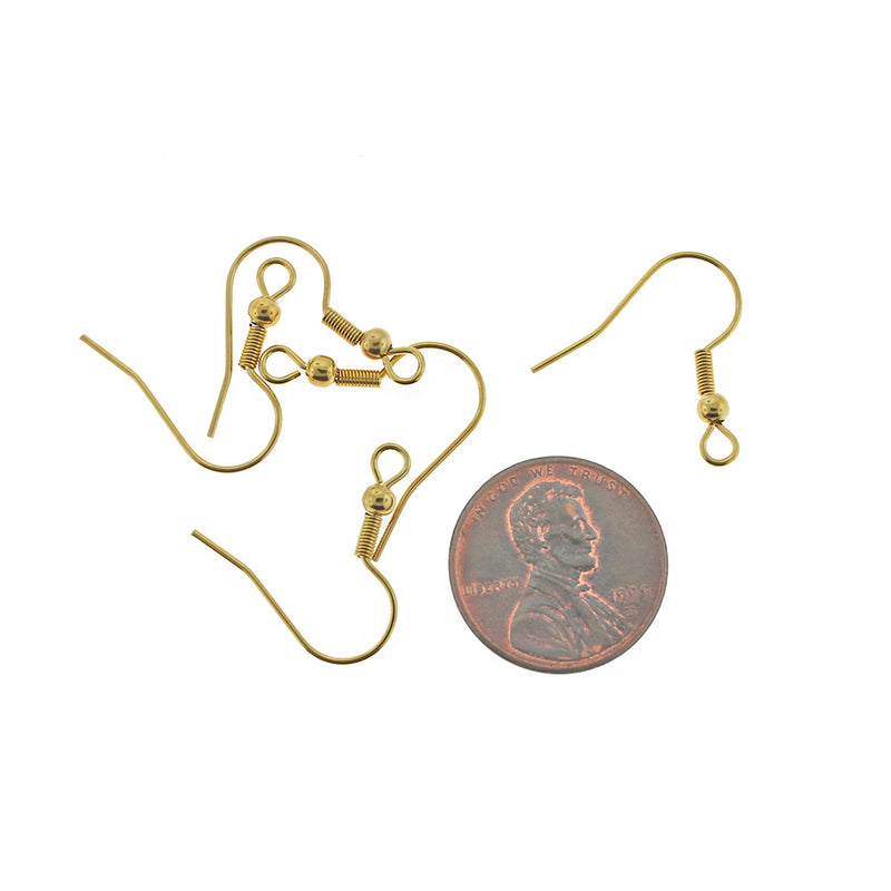 Boucles d'oreilles en acier inoxydable doré - Crochets de style français - 23 mm x 22 mm - 10 pièces 5 paires - FD821