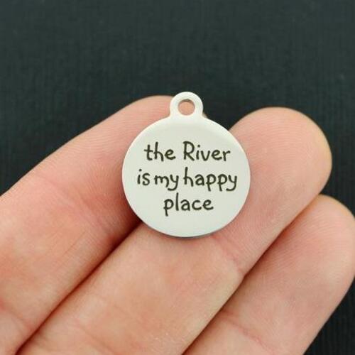 The River Stainless Steel Charms - Is my happy place - BFS001-2549