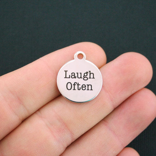 Laugh Often Stainless Steel Charms - BFS001-0255