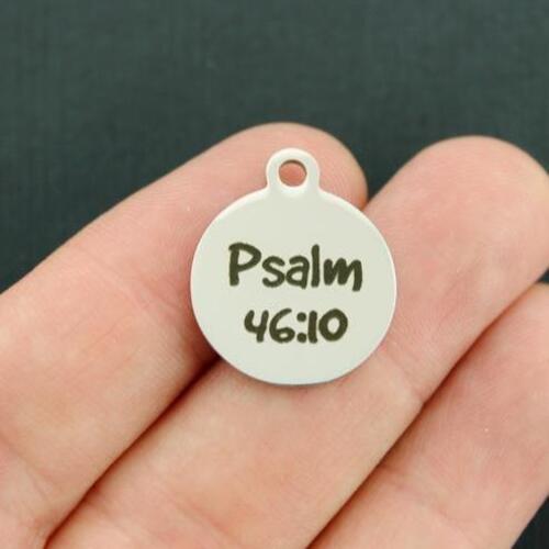 Psaume 46:10 Breloques en acier inoxydable - BFS001-2572