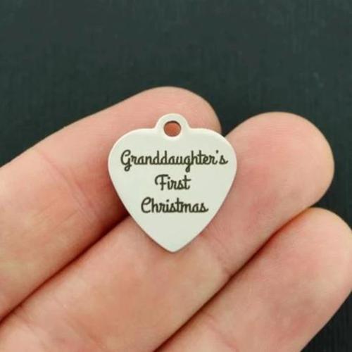 Granddaughter's First Christmas Stainless Steel Charms - BFS011-2586
