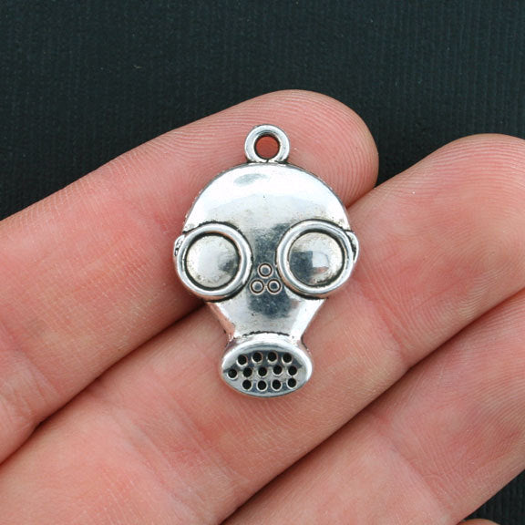 5 Gas Mask Antique Silver Tone Charms - SC1702