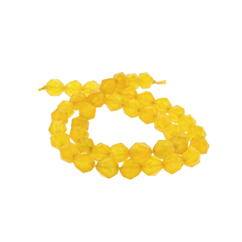 Star Cut Natural Jade Beads 8mm - Sunshine Yellow - 1 Strand 48 Beads - BD1408
