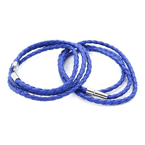 Bracelet Wrap Simili Cuir Bleu Royal 23.2" - 4mm - 1 Bracelet - N715