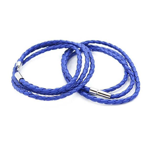 Royal Blue Faux Leather Wrap Bracelets 23.2" - 4mm - 5 Bracelets - N715