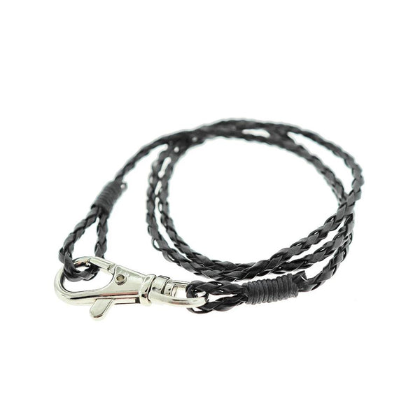Black Imitation Leather Wrap Bracelet 23" - 3mm - 1 Bracelet - N486