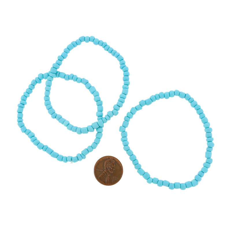 Bracelets en perles de verre - 65 mm - Bleu clair - 5 bracelets - BB091