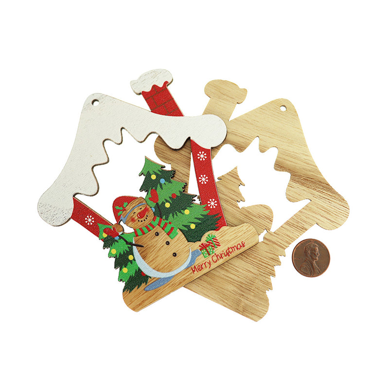 2 breloques en bois naturel Joyeux Noël - WP484