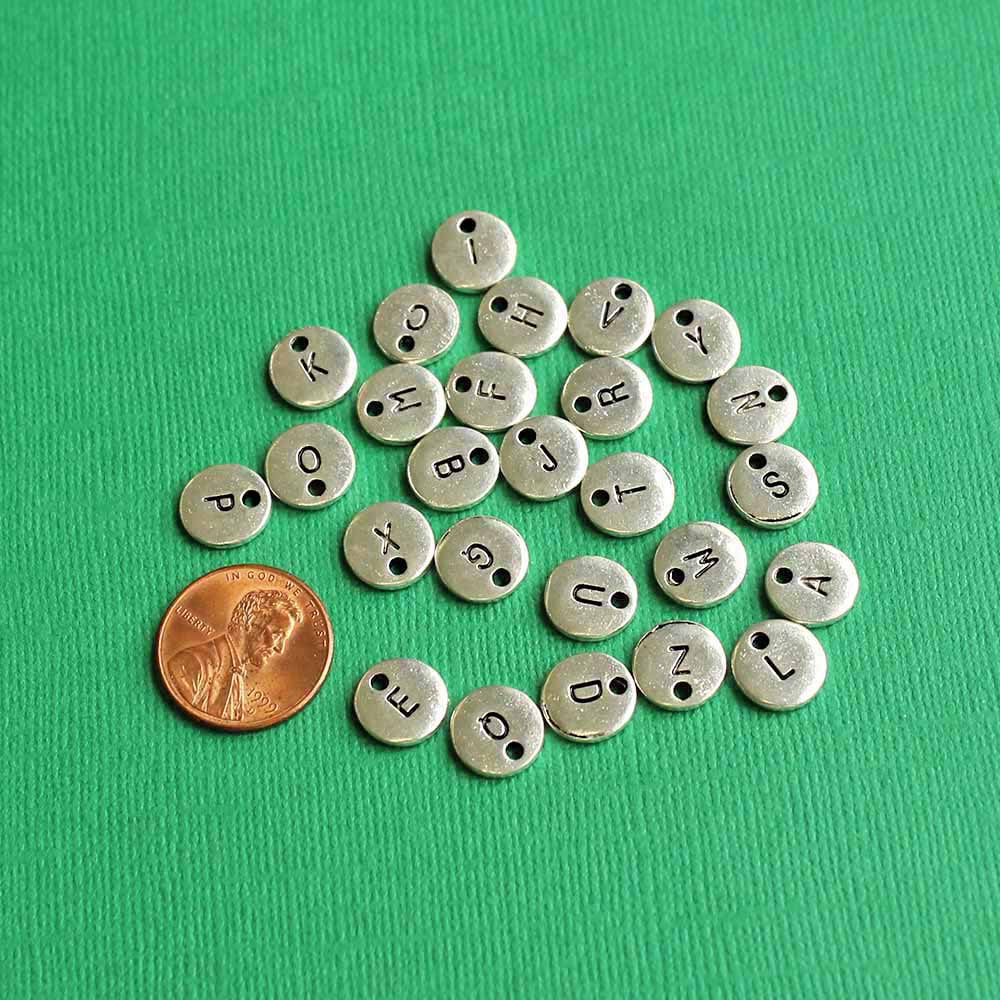 26 Alphabet Letter Silver Tone Charms - 1 Set - ALPHA1700