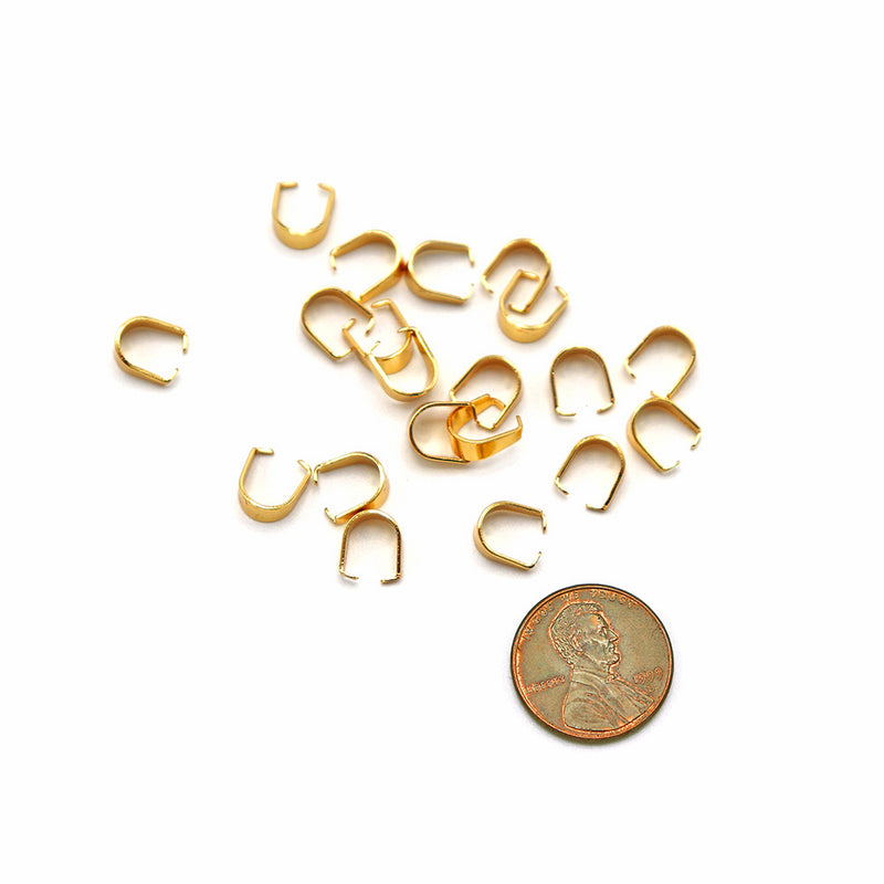 Gold Stainless Steel Pinch Bail - 8mm x 7mm - 10 Pieces - FD956