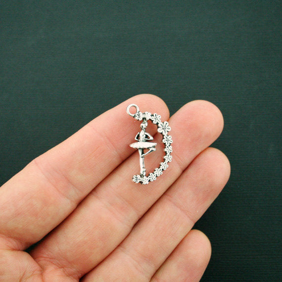 4 Ballerina Antique Silver Tone Charms 3D - SC6402