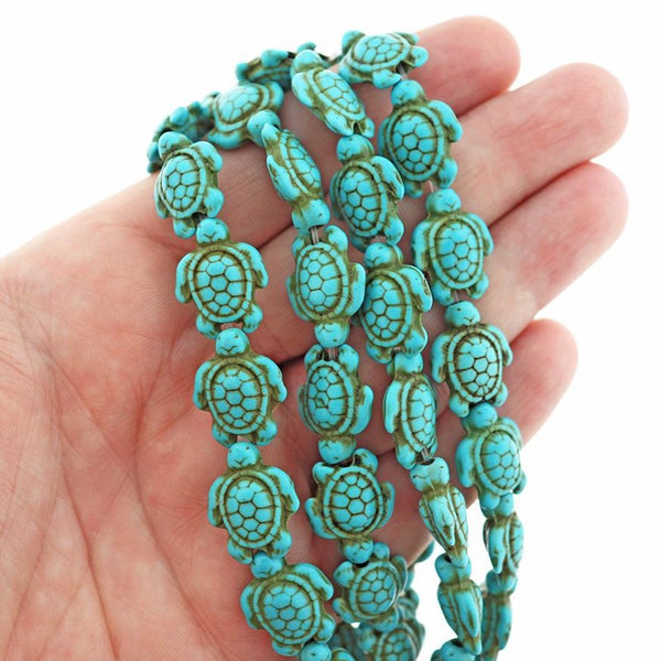 Turtle Imitation Turquoise Beads 18mm x 14mm - Blue - 1 Strand 23 Beads - BD118