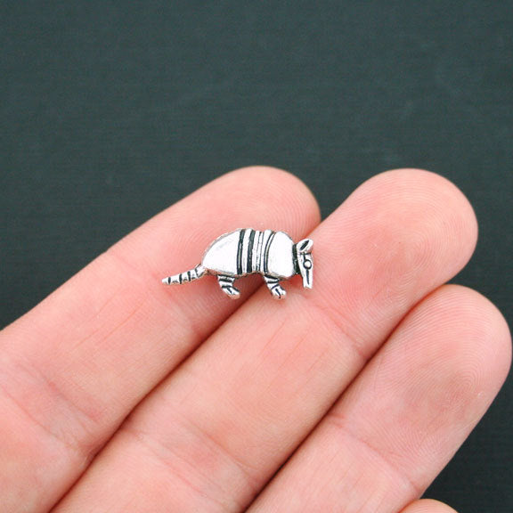 Armadillo Spacer Beads 10mm x 20mm - Silver Tone - 5 Beads - SC1677