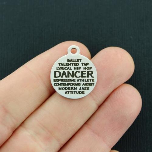 Breloques en acier inoxydable avec collage de mots danseur - BFS001-2683