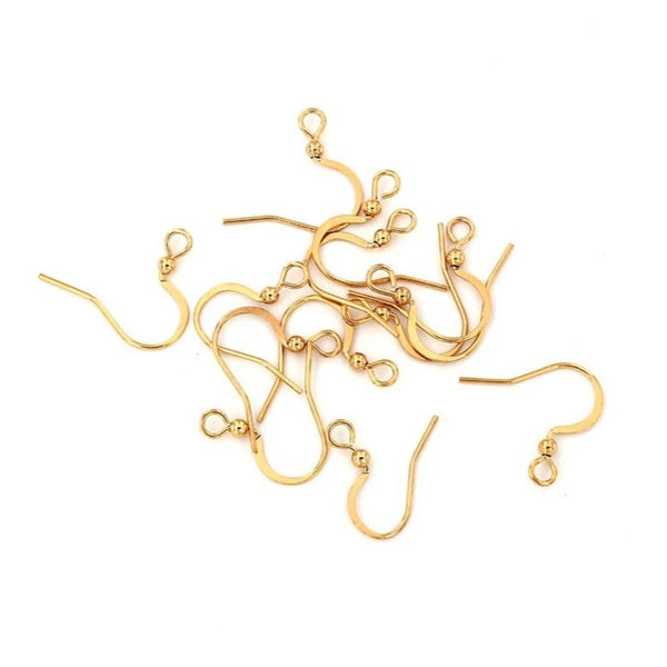 Boucles d'oreilles en acier inoxydable doré - Crochets de style français - 20 mm x 19 mm - 4 pièces 2 paires - FD717