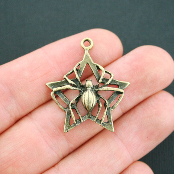 5 breloques de ton bronze antique étoile d'araignée - BC997