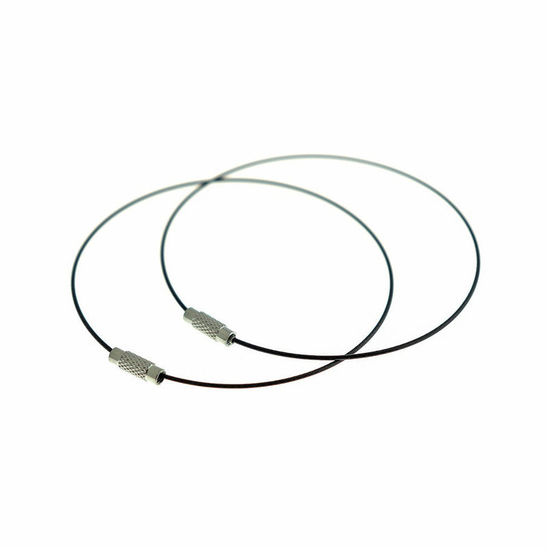 Black Steel Wire Bracelet 8.5" - 1mm - 5 Bracelets - N045C