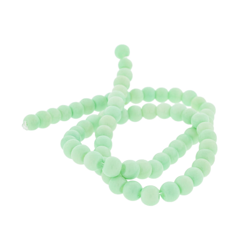 Round Imitation Jade Beads 6mm - Sea Green - 1 Strand 67 Beads - BD1565