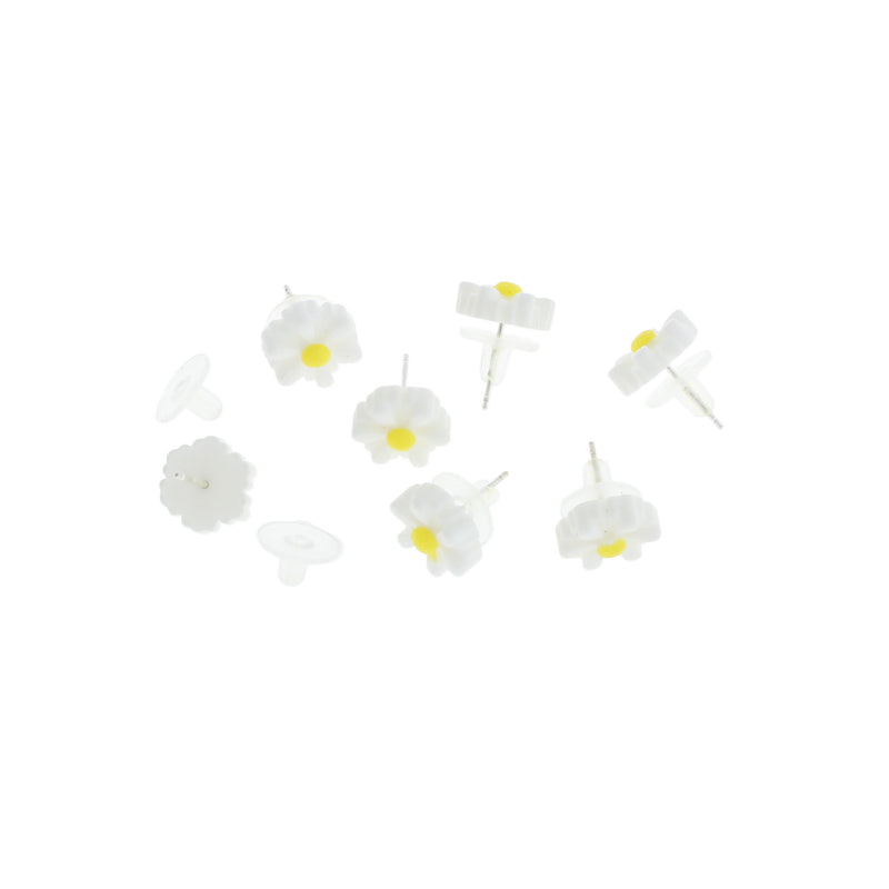 Daisy Flower Earring Studs - 12mm - 2 Pieces 1 Pair - ER253