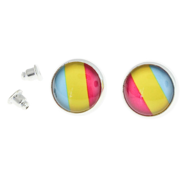 Stainless Steel Earrings - Pansexual Pride Studs - 15mm - 2 Pieces 1 Pair - ER188