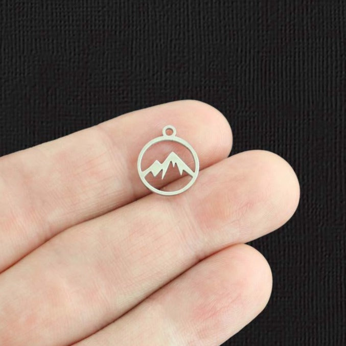 2 Mountain Stainless Steel Charms 2 Sided - SSP498