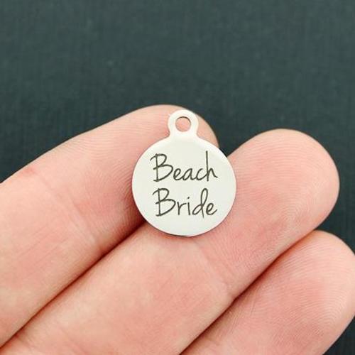 Petites breloques rondes en acier inoxydable Beach Bride - BFS002-2705