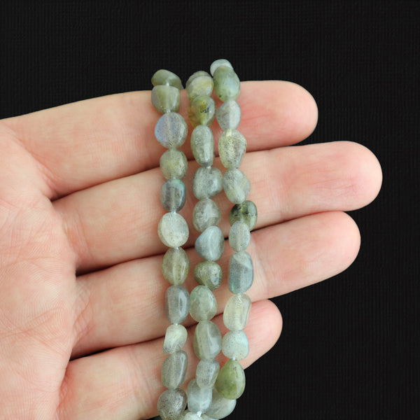 Nugget Natural Labradorite Beads 5mm x 4mm - Earthy Green and Clear - 1 Strand 50 Beads - BD1748
