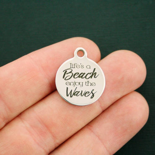 Life's a beach Stainless Steel Charms - Enjoy the waves - BFS001-2731