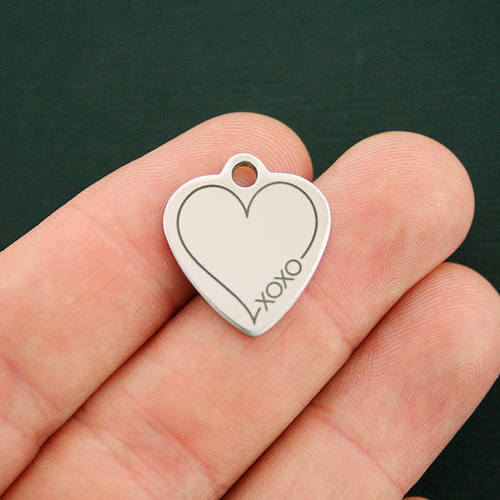 XOXO Coeur Breloques en Acier Inoxydable - BFS011-2738