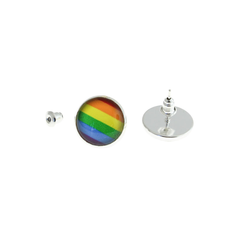 Stainless Steel Earrings - LGBTQ Pride Studs - 15mm - 2 Pieces 1 Pair - ER181