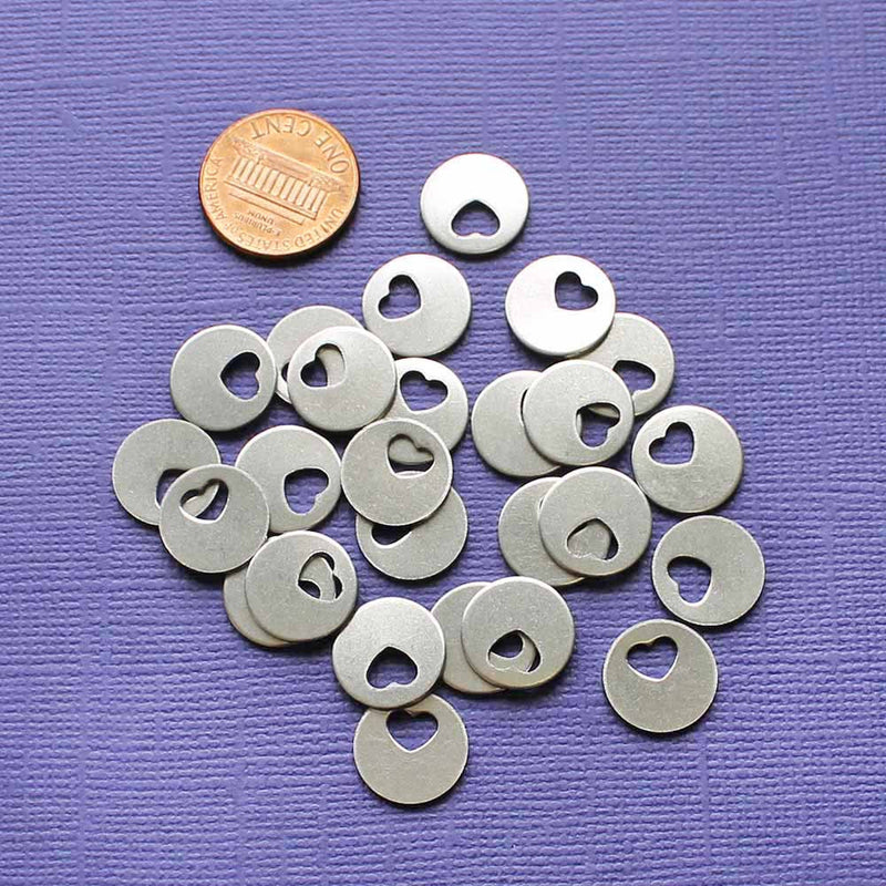 10 Heart Stainless Steel Charms 2 Sided - MT316