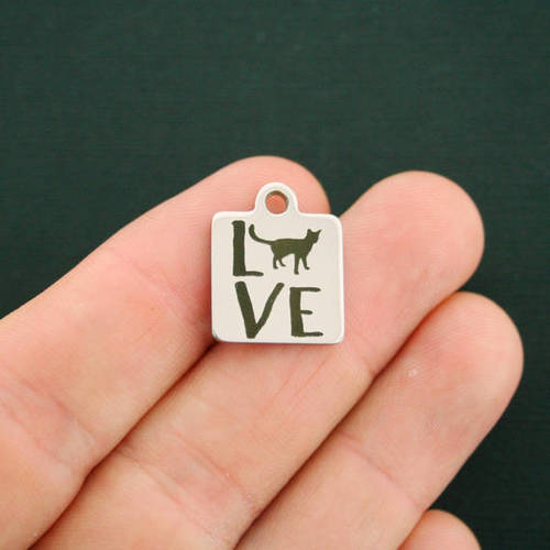 Cat Stainless Steel Charms - Love - BFS013-2779
