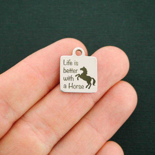 Horse Stainless Steel Charms - Life is better with a - BFS013-2784