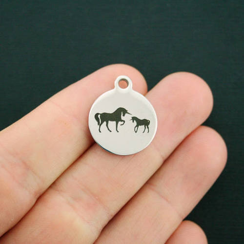 Unicorn Mama and Baby Stainless Steel Charms - BFS001-2798