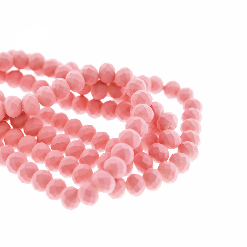 Faceted Glass Beads 8mm - Pink - 1 Strand 140 Beads - BD461