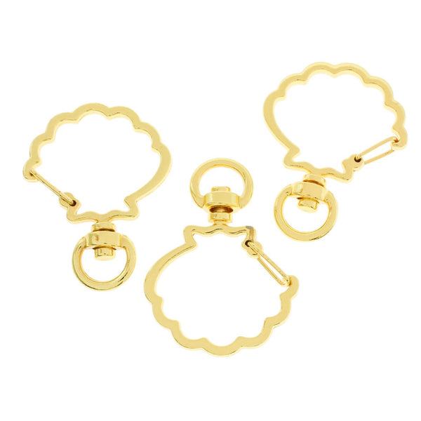 Seashell Gold Plated Key Rings - 40mm x 30mm - 4 Pieces - FD146