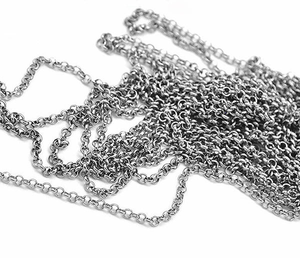 BULK Stainless Steel Rolo Chain 32ft - 2.5mm - FD088
