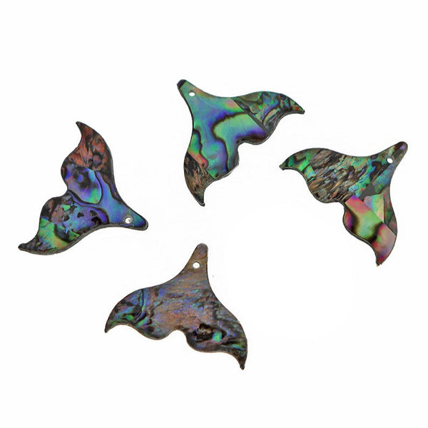 Whale Tail Natural Freshwater Shell Charm 2 Faces - Z404