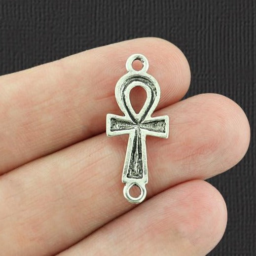 6 Cross Connector Antique Silver Tone Charms - SC5075