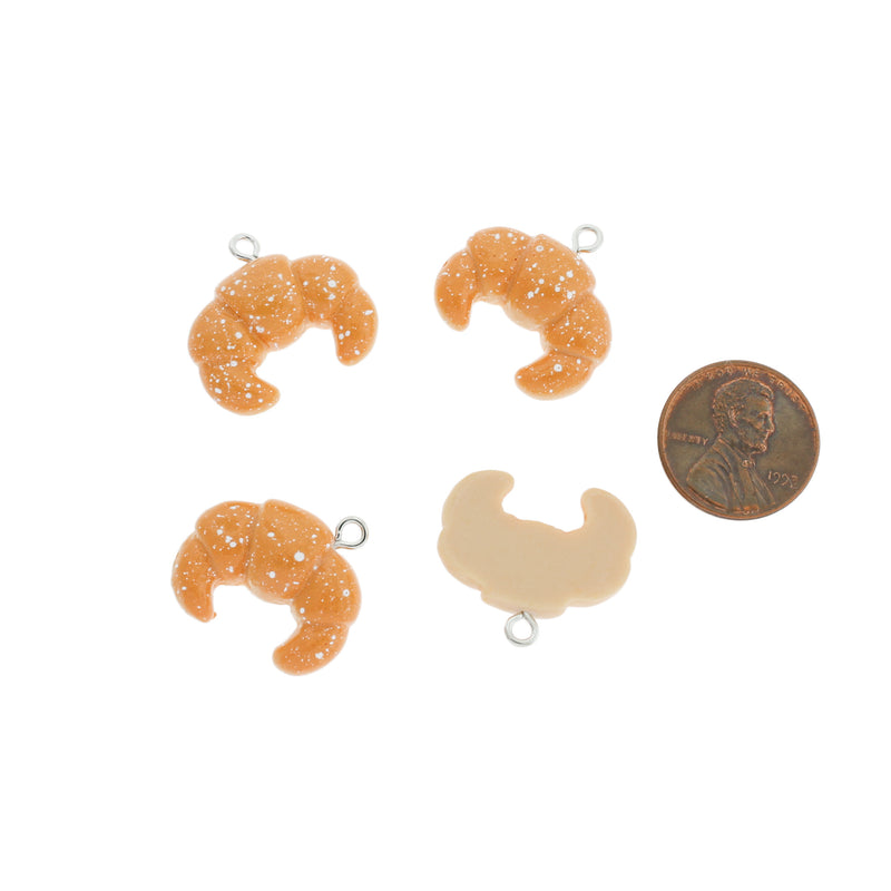 4 Croissant Resin Charms - K465